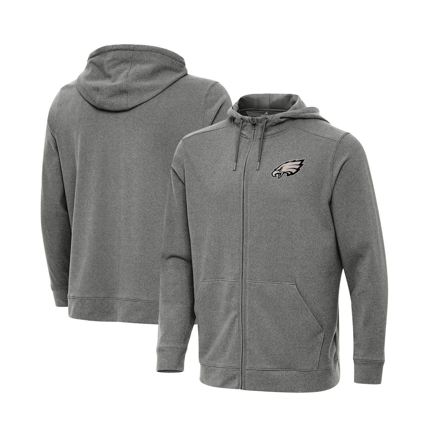 Мужская куртка Antigua Heather Black Philadelphia Eagles Effortless Full-Zip Hoodie Jacket — фото 1