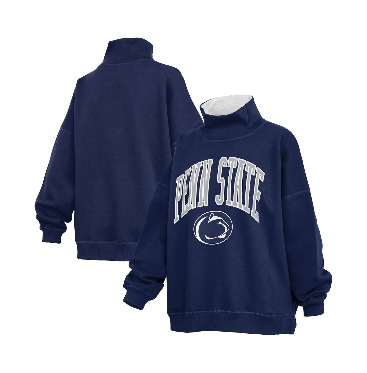 Женские толстовки Pressbox Navy Penn State Nittany Lions Oversized Mock Neck — фото 1