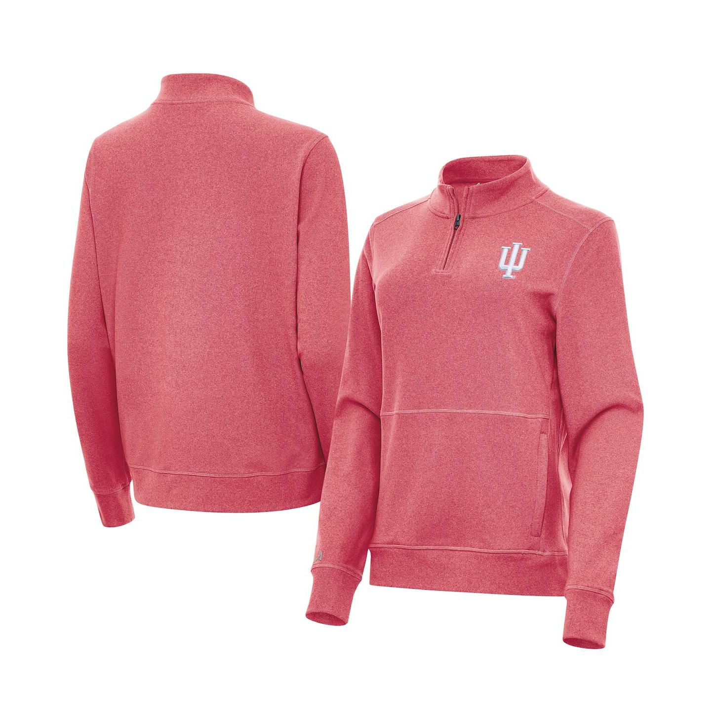 Женская куртка Antigua Heather Crimson Indiana Hoosiers Crush Quarter-Zip — фото 1