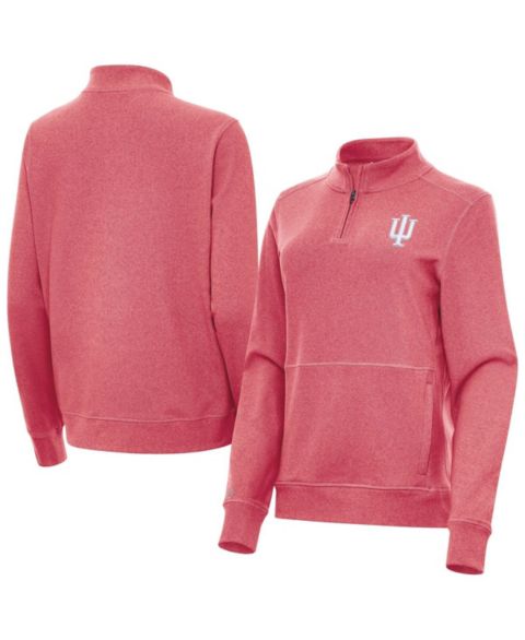 Женская куртка Antigua Heather Crimson Indiana Hoosiers Crush Quarter-Zip