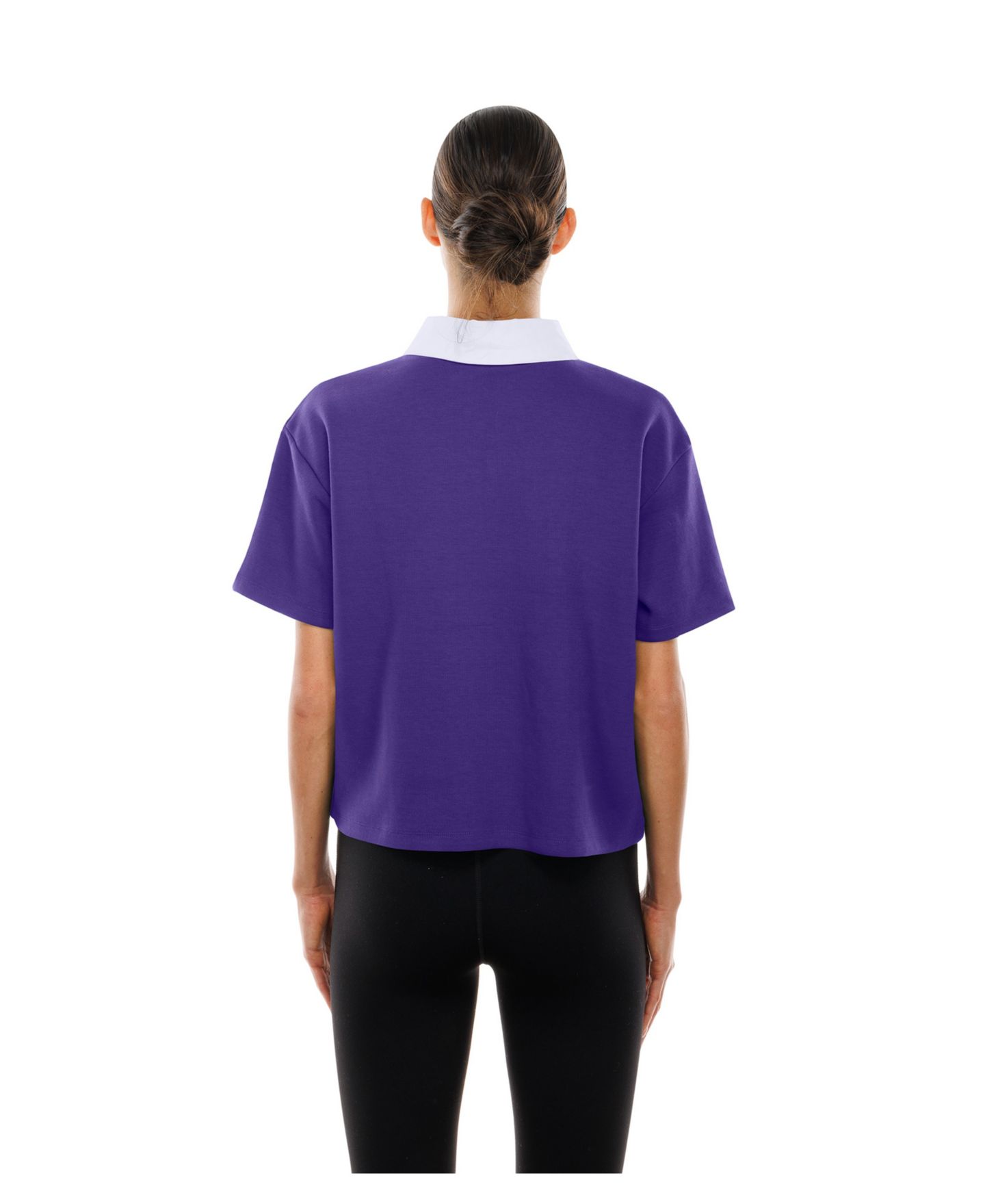 Женское поло New Era Purple Baltimore Ravens Throwback Boxy Cropped Polo — фото 2