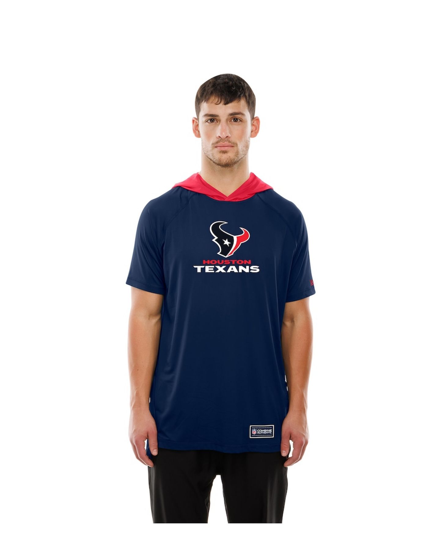 Мужская футболка New Era Navy Houston Texans Combine Authentic Hooded Raglan Short-Sleeve — фото 3