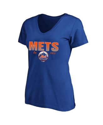 Women's Royal New York Mets Plus Size Wordmark V-Neck T-Shirt