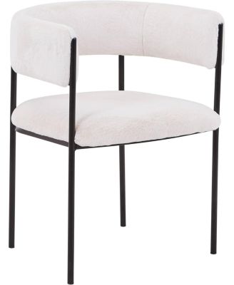 Cyril Modern Leather Dining Chair - Upholstered Padded Seat, Open Back, Powder-Coated Iron Frame