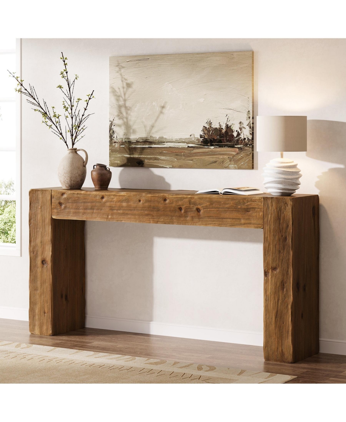 Slickblue Modern Wood Console Table 63 Inch for Entryway and Sofa Back