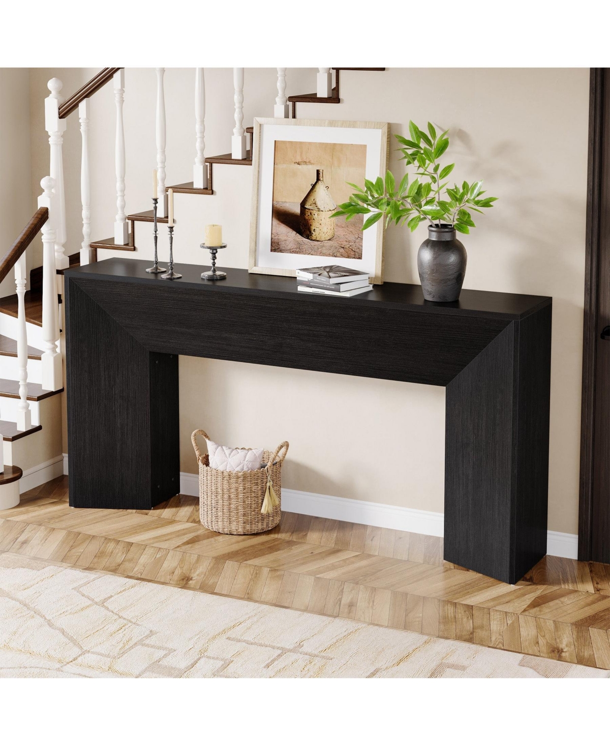 Slickblue Modern Wood Console Table 63 Inch for Entryway and Living Room