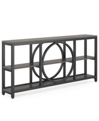 Modern Narrow Console Table with 3-Tier Shelves for Entryway and Hallway Storage