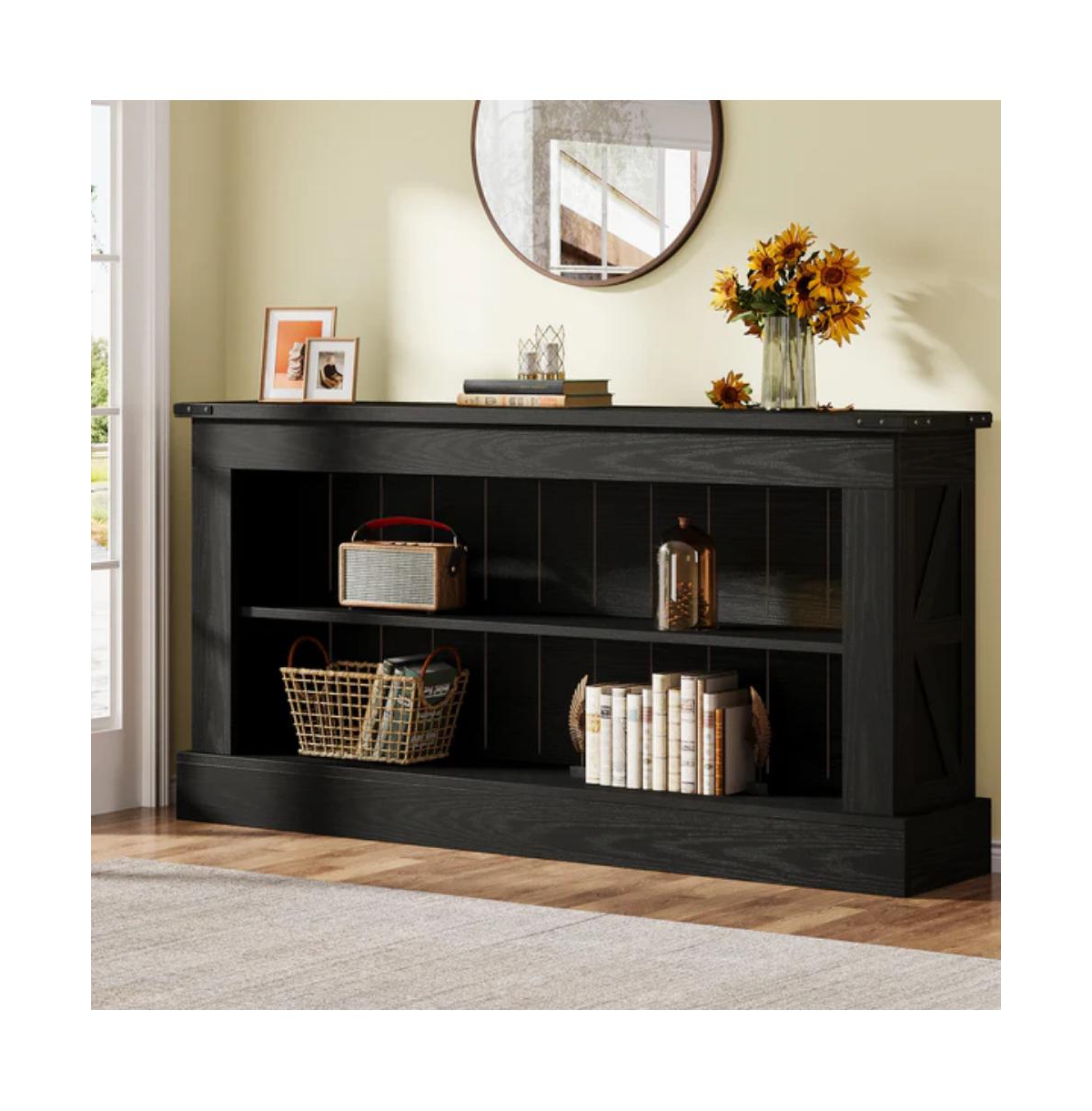 Slickblue Long Entryway Console Table with Storage Shelves for Sofa and Hallway Use