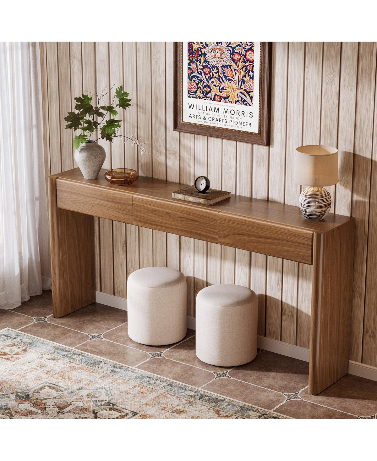 Slickblue Entryway Console Table with 3 Drawers, Wooden Sofa Table