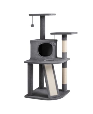 44 inch Tall Kitten Tower with Condo and 2 Plush Perches