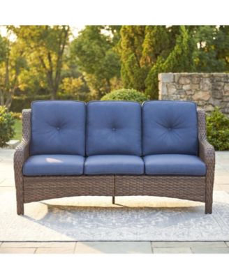Outdoor Patio Sofa Wicker 3 Seater Sofa, Rattan Couch with Deep Seat and Olefin Cushions, High Backrest