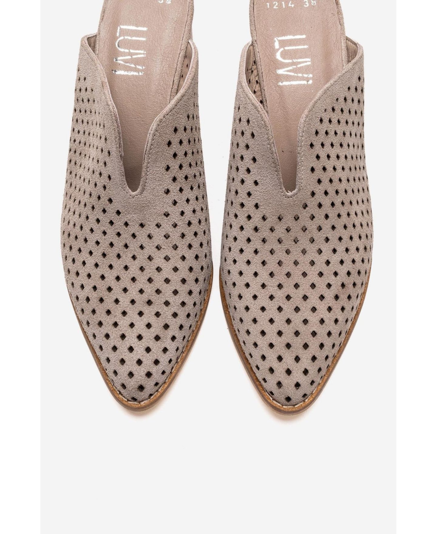 Женские сабо Forever & Always Shoes Toen Leather Block Heel Mule, цвет: Бежевый замшевый — фото 5