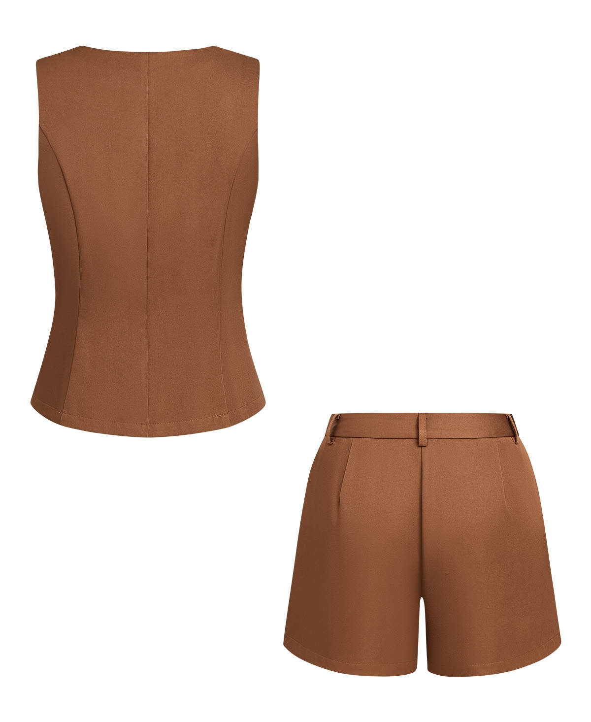 Cupshe Women's Button-Down Sleeveless Vest Top and High-Waisted Shorts Outfits