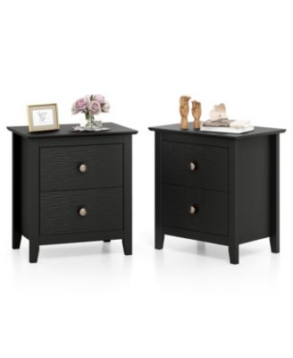 2PCS Modern Nightstand w/ Storage 2 Drawers and Support Legs for Bedroom