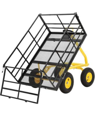 Heavy Duty 1500 lbs Steel Garden Cart with Removable Sides and Dumping Feature 4-in-1 Folding Wagon with Pneumatic Tires for ATV
