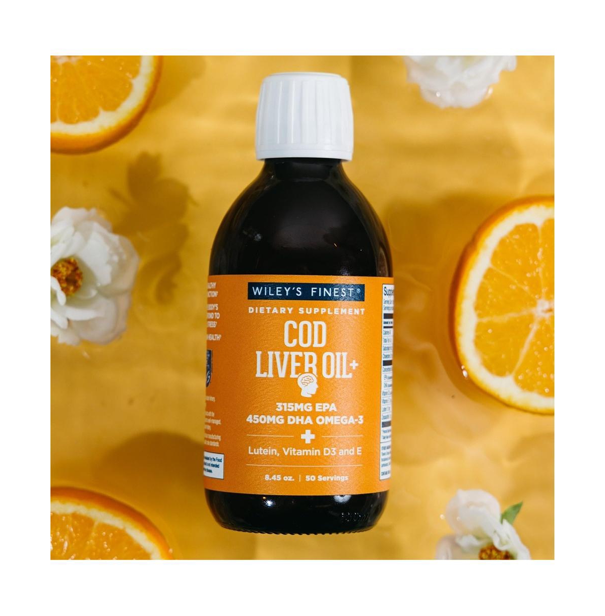 Wiley's Finest Cod Liver Oil - Orange Flavored Omega-3 Fish Oil Supplement