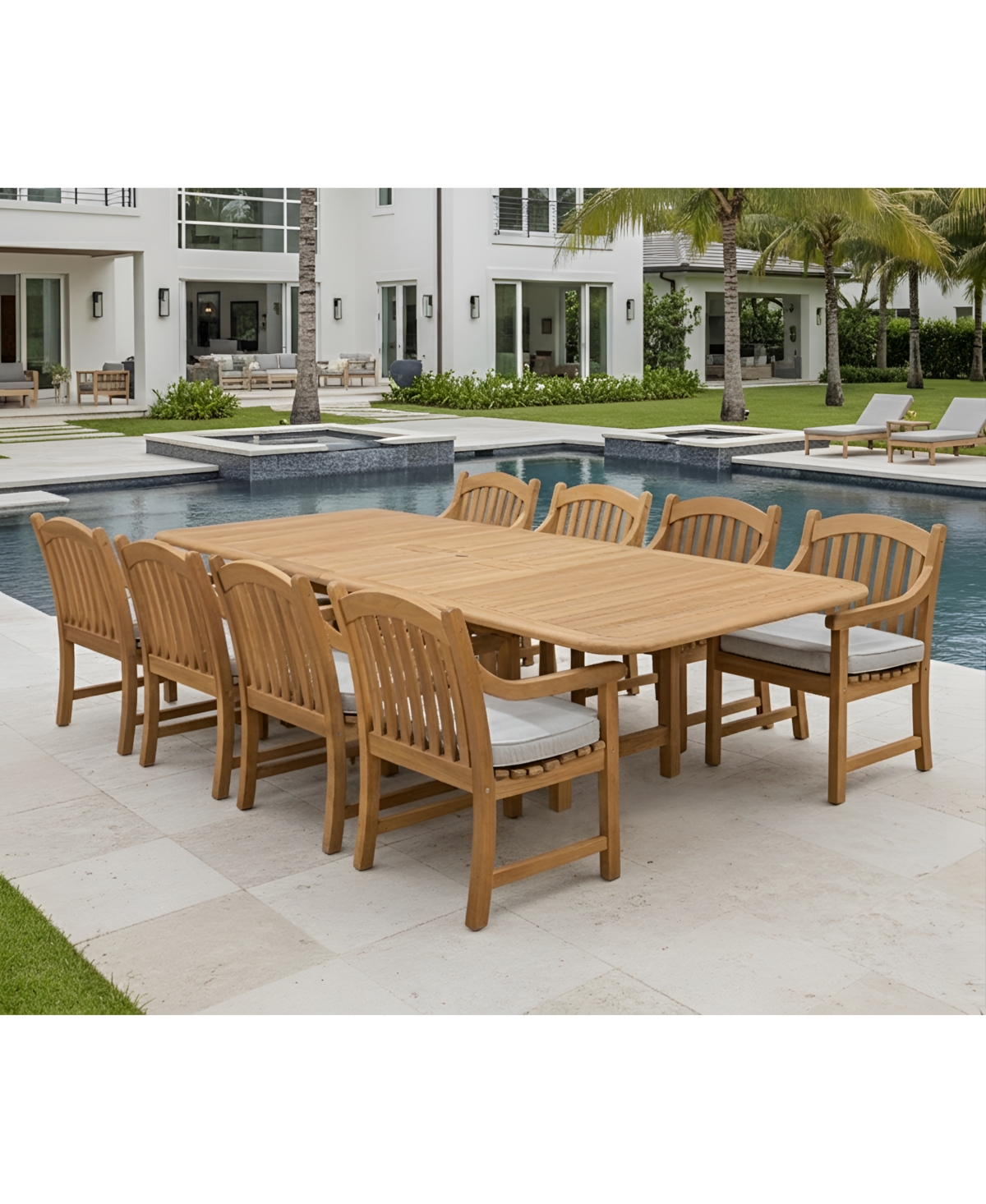 Bristol 9-Pc. Teak Wood Rectangle Extension Dining Set (Dining Table and Chairs, Created for Macy's