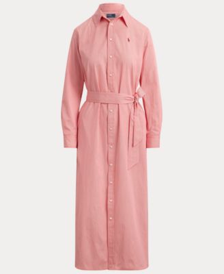 polo button up dress Ralph Lauren Women's Long-Sleeve Collared Shirt - Red White High Neck Polo Shirt-dress For Women |
