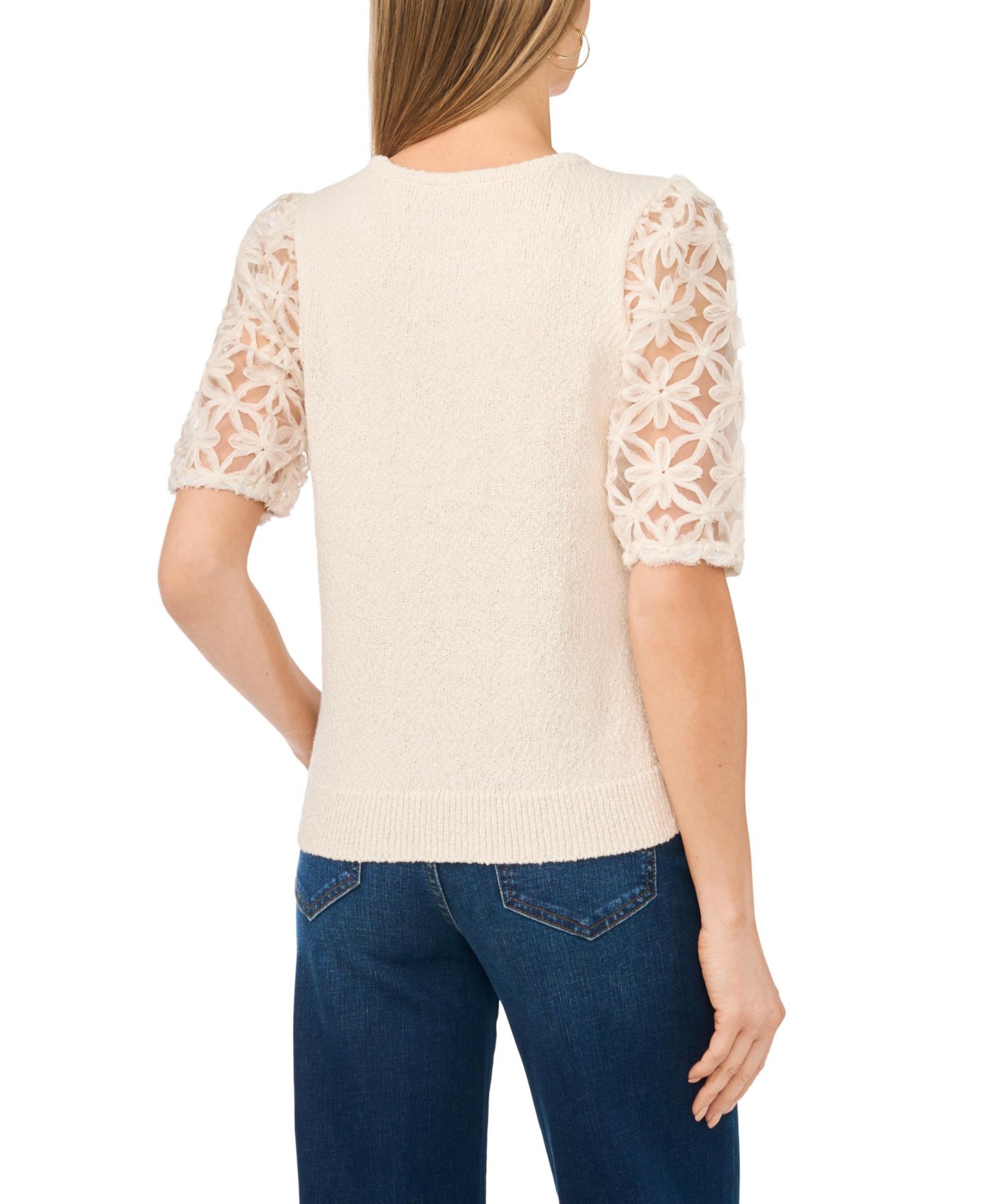 Женский топ Vince Camuto Textured Crewneck Top, цвет: Слоновая кость туманный — фото 4