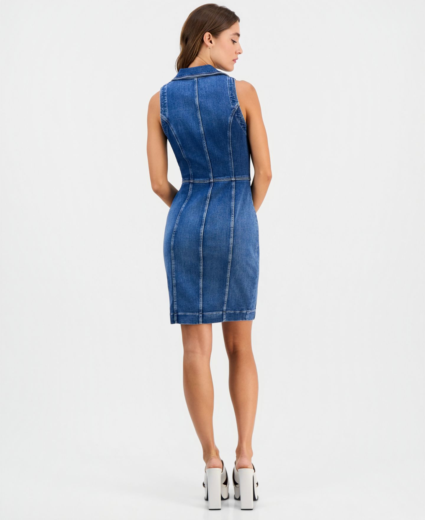 Женское платье GUESS Destiny Denim Button Front, цвет: Twin Blues — фото 5