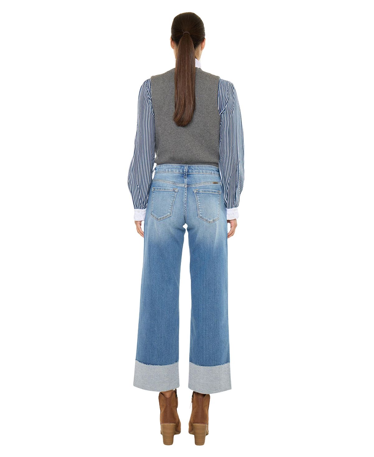 KanCan Women's Kenny Mid Rise Crop Wide-Leg Jeans view 2 — MAYCSS fashion products