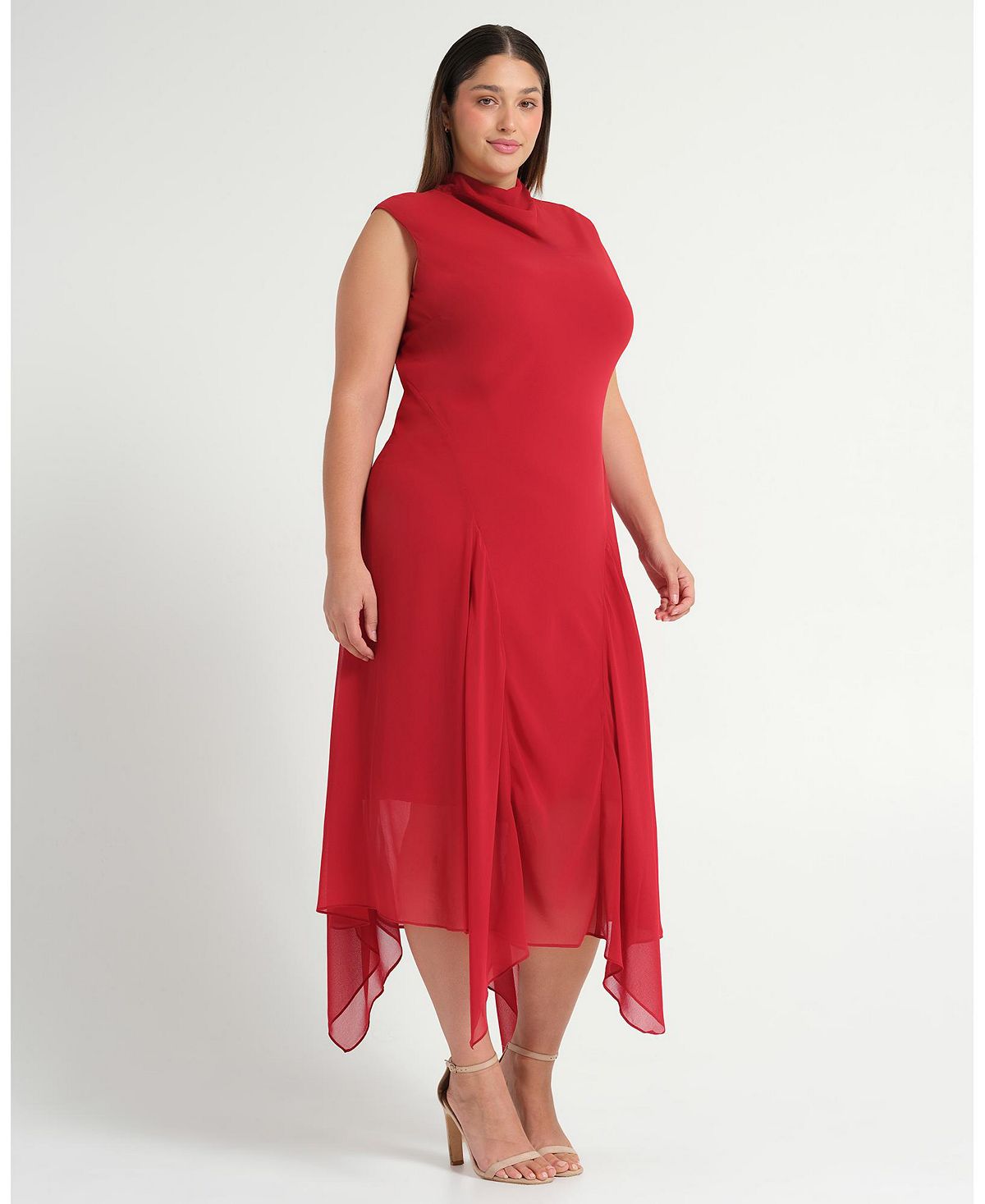 ESTELLE Women's Holly Halter Assymetric Sheath Midi Dress view 4 — MAYCSS fashion products