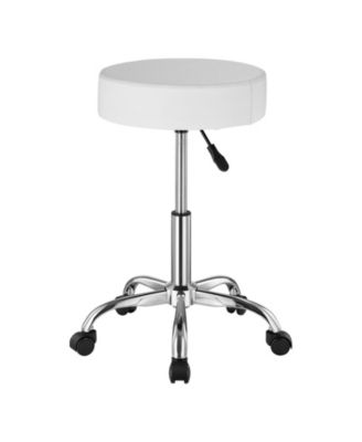 Height-Adjustable Rolling Swivel Stool with 450 lb Capacity, PU Leather Seat