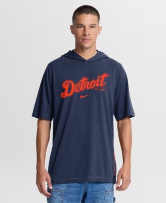 Men's Navy Detroit Tigers Arched Wordmark Tri-Blend Hooded T-Shirt