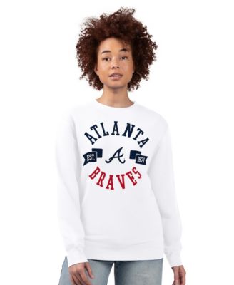 Women's White Atlanta Braves Team Logo Fleece Pullover Sweatshirt