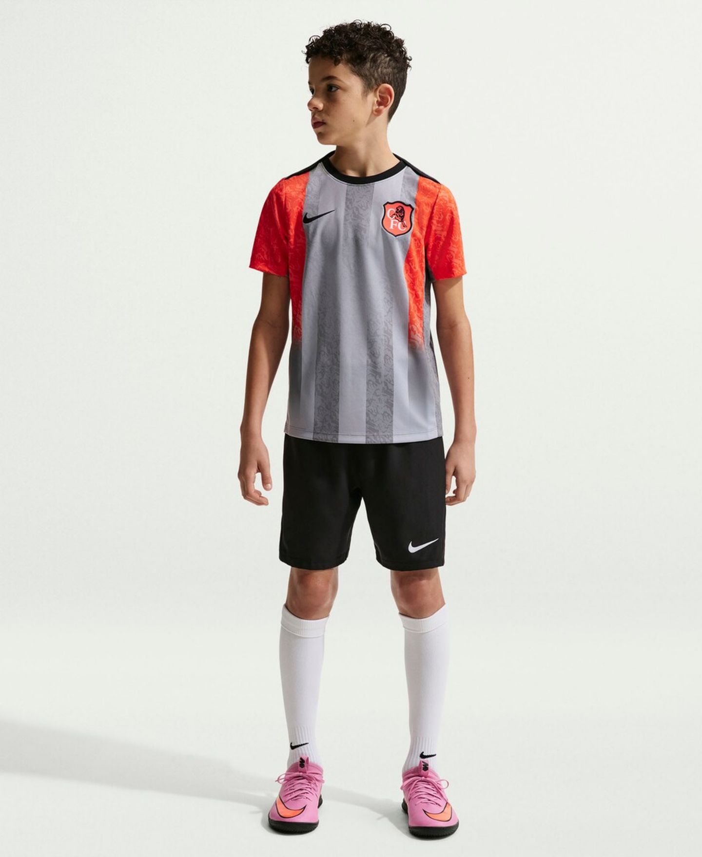 Детская предматчевая кофта Nike Chelsea 2025/26 Academy Pro, серая — фото 3