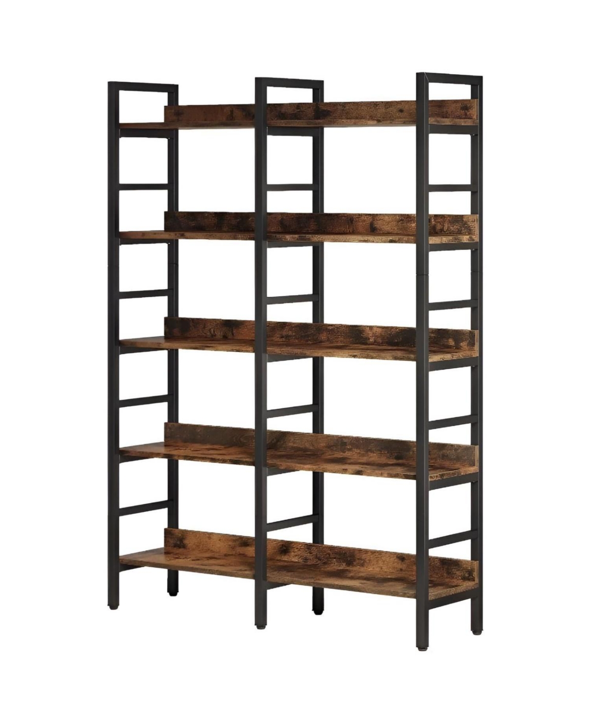 Slickblue 5 Tier Double Wide Bookshelf with Open Storage Shelves