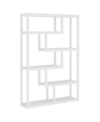 5-Tier Industrial Bookcase with Open Staggered Shelves for Books and Decor