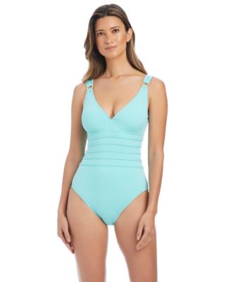 Women's Pull-On V-Neck One-Piece Swimsuit