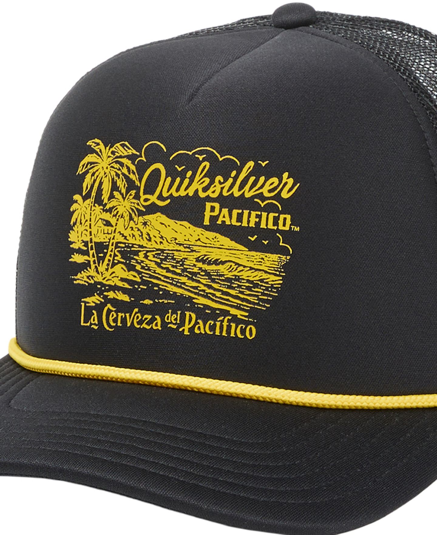 Мужская кепка Quiksilver Pacifico Coastal Paradise Trucker Hat, цвет: Чёрный — фото 3