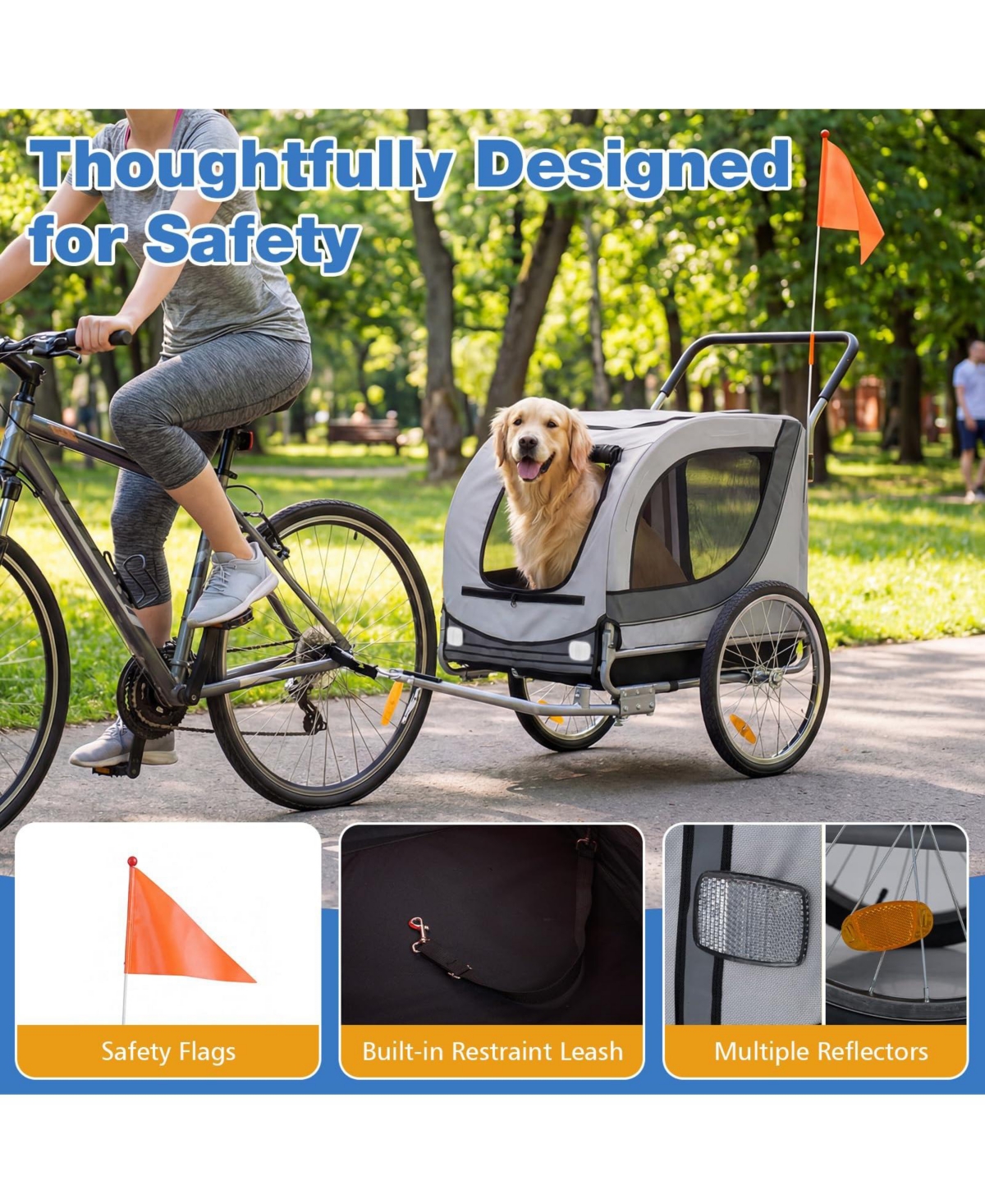 Cozito 2-in-1 Dog Bike Trailer with Universal Bicycle Coupler