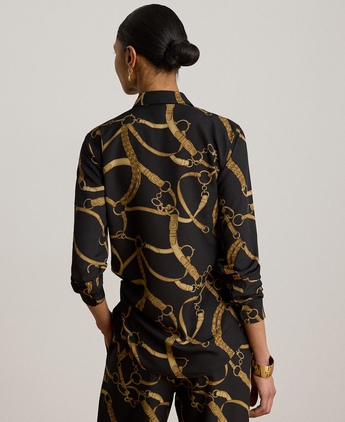 Женская рубашка Lauren Ralph Lauren Classic Fit Belting Print, цвет: Чёрный / Рыжевато-коричневый — фото 4
