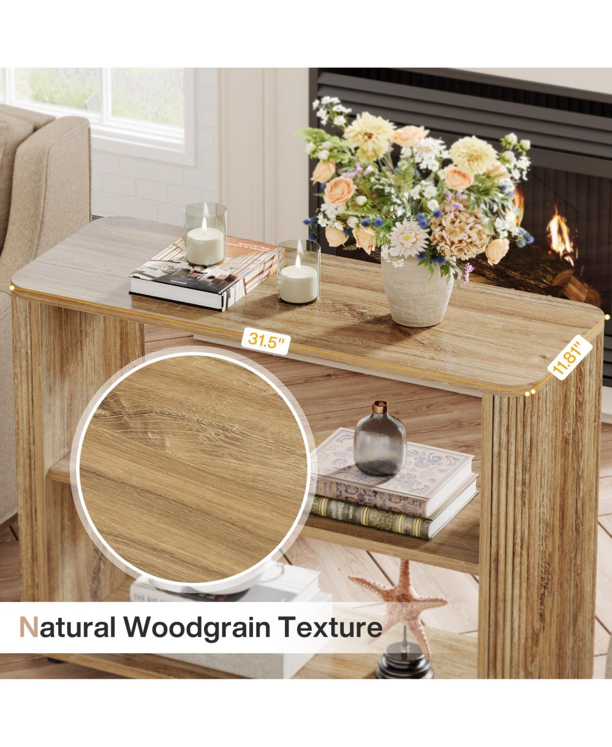 Slickblue Compact 3 Tier End Table for Bedroom Living Room and Office