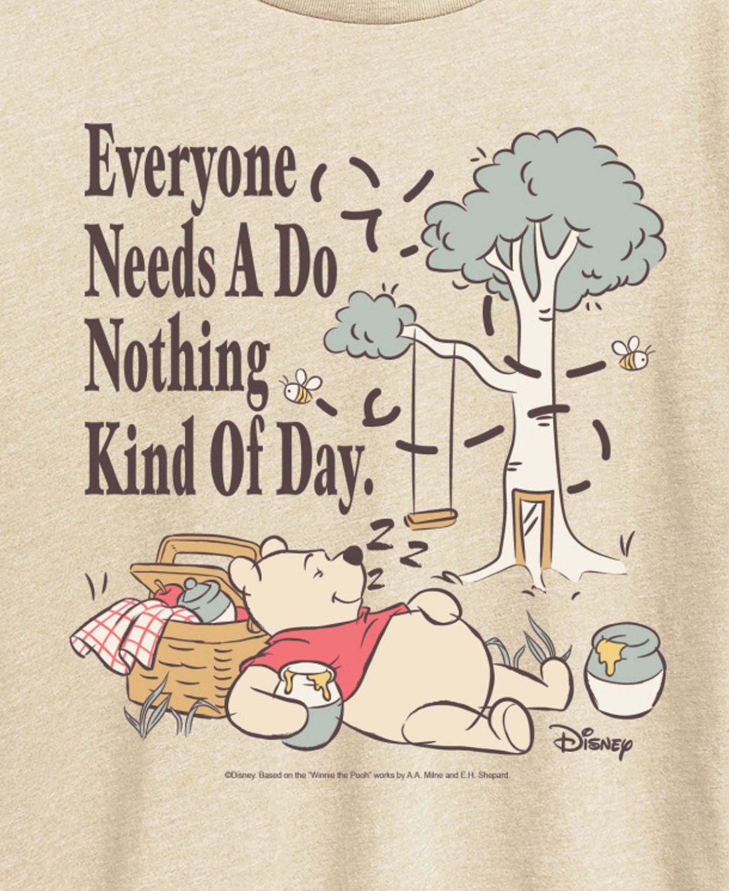 Женская футболка Hybrid Apparel Plus Size Winnie The Pooh Nothing Kind of Day Graphic, цвет: Берёзовый — фото 3