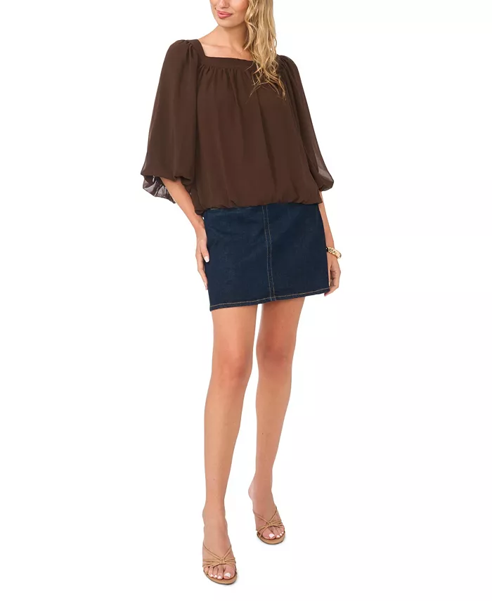 Women's Square Neck Bubble Blouse - thumbnail 2