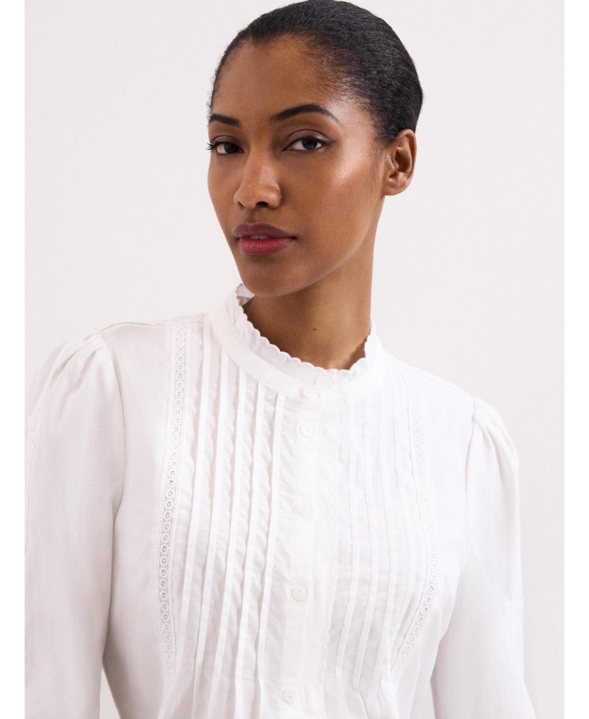 Phase Eight Women's Laurie Pleated Embroidered Cotton Blouse