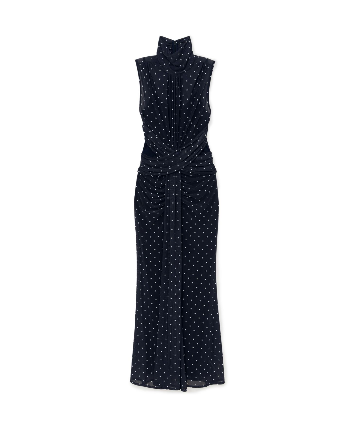 Женское платье REISS Polka-Dot Print Sleeveless Maxi, цвет: Тёмно-синий / Молочный — фото 4