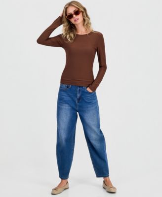 Juniors' Crewneck Long-Sleeve T-Shirt