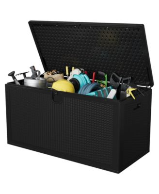 150 Gallon Outdoor Storage Box, Lockable UV Resistant Storage Chest, Large Waterproof Resin Patio Storage Bin, Suitable for Patio, Garden