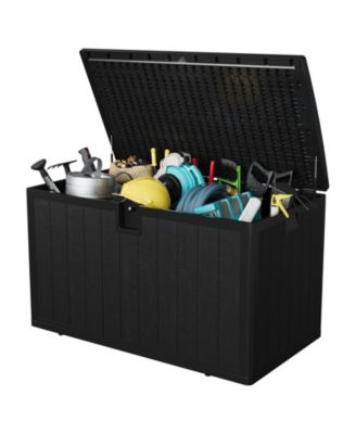 130 Gallon Outdoor Storage Box, Lockable UV Resistant Storage Chest, Large Waterproof Resin Patio Storage Bin, Suitable for Patio, Garden