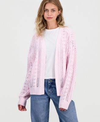Juniors' Pointelle Open-Front Cardigan