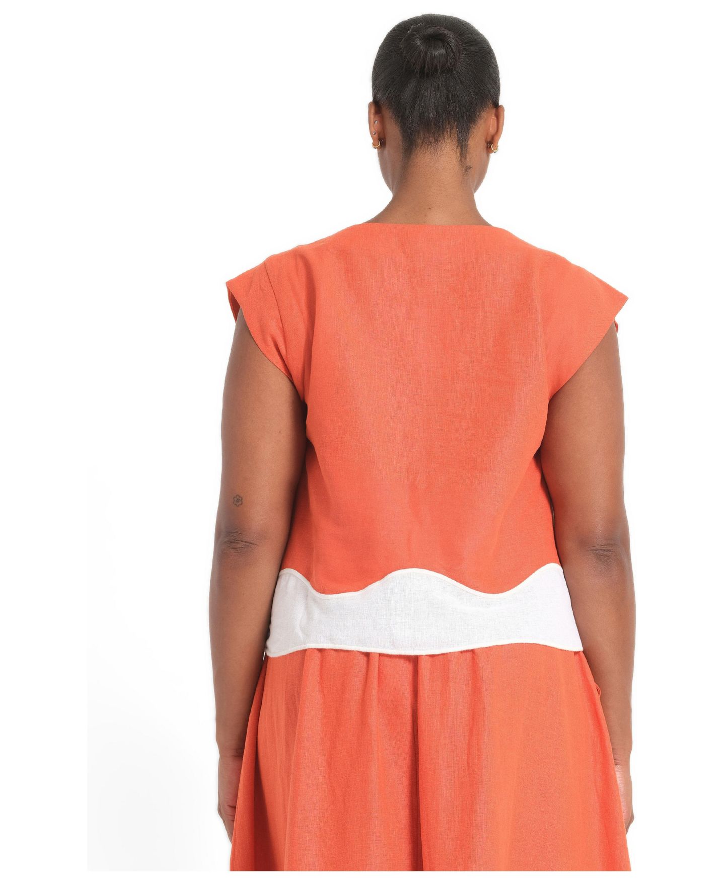 Женский топ ESTELLE Kaia Embroidered Linen Relaxed, цвет: Persimmon — фото 3