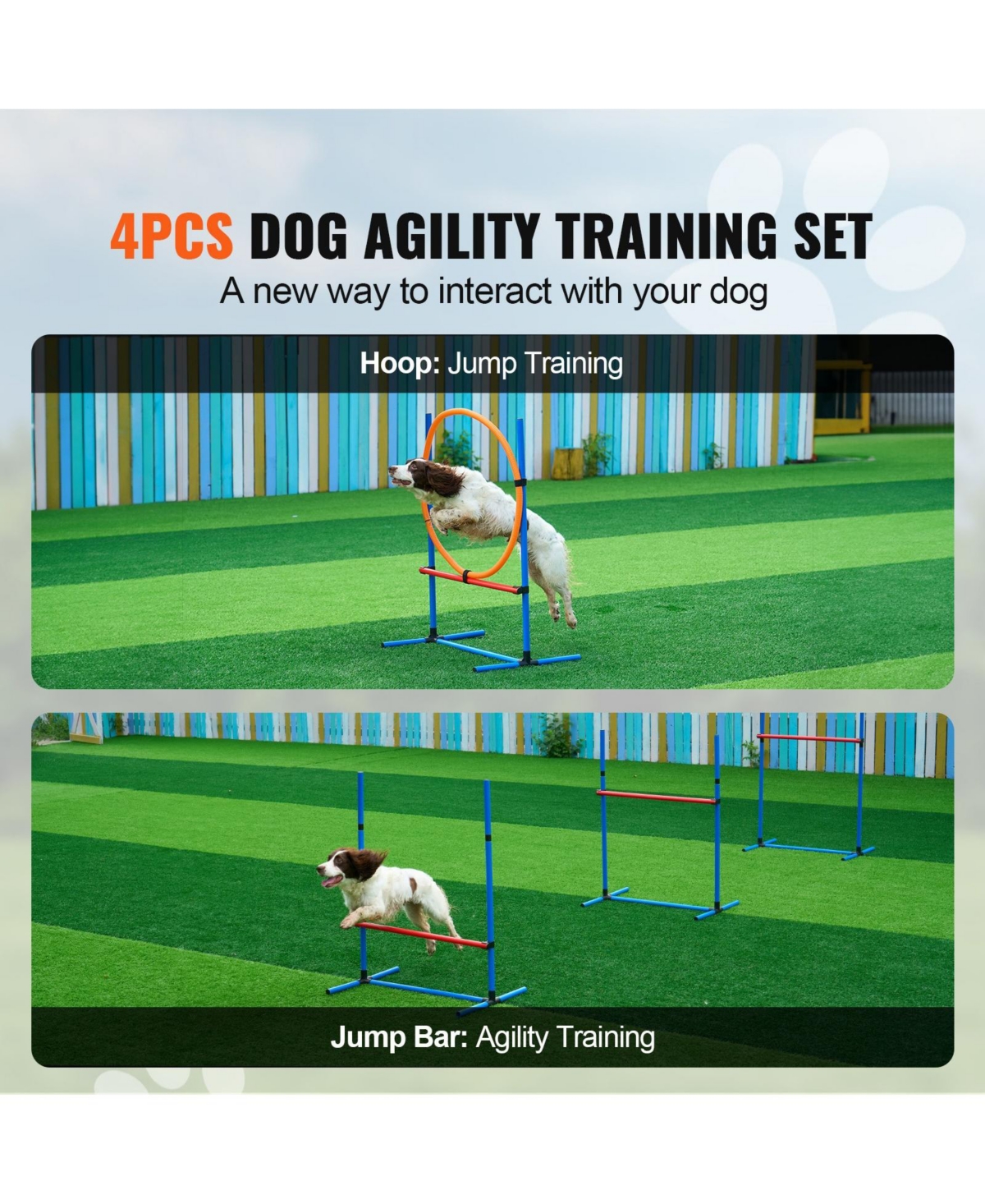 Cozito Dog Agility Training Equipment, Hurdle and Jump Ring Set with Storage Bag