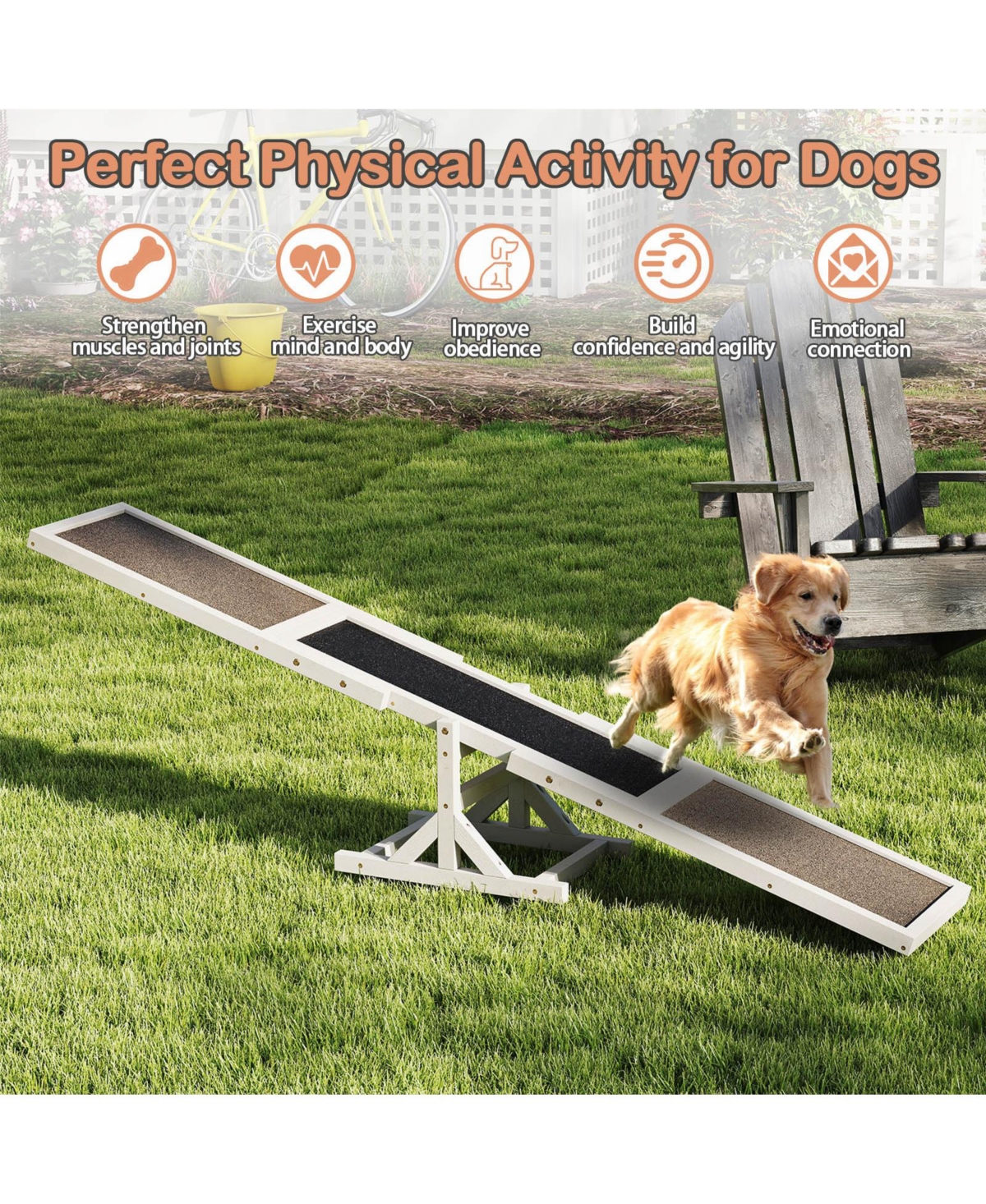 Cozito Wooden Dog Agility Seesaw Outdoor Obstacle Course Toy