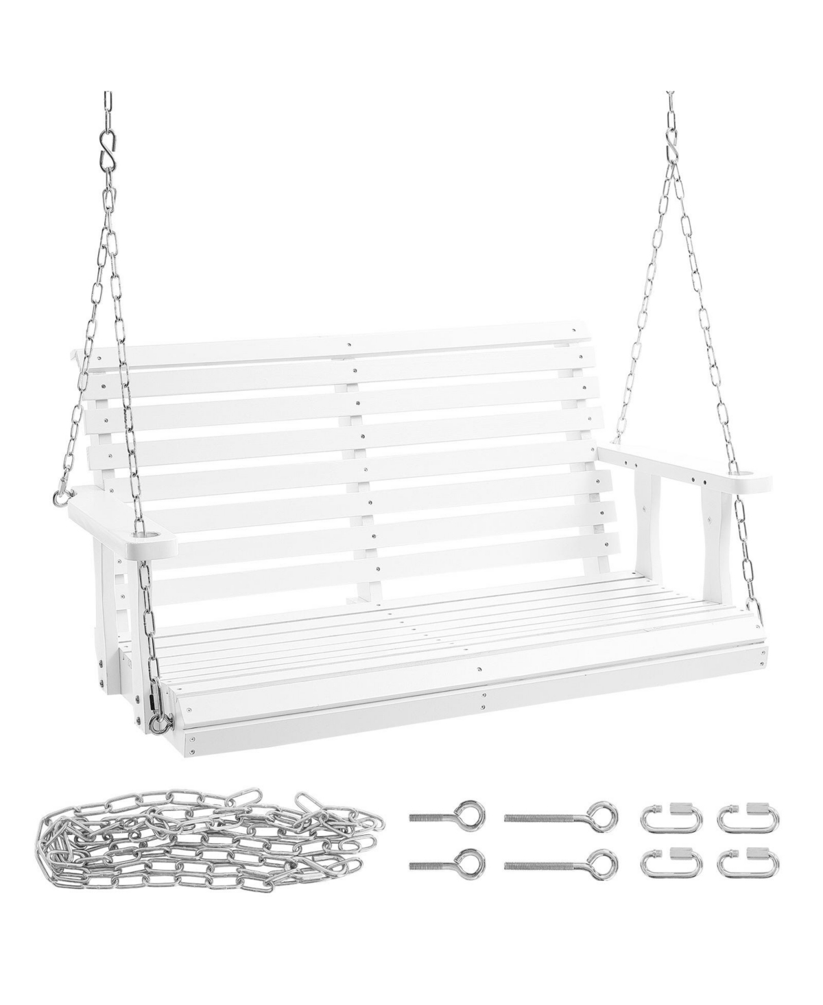 Cozito Wooden Porch Swing feet with Steel Hanging Chains and Cedar Wood Seat