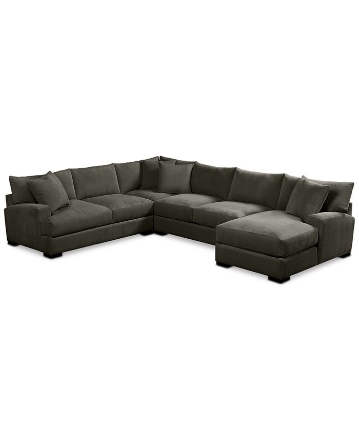Furniture Rhyder 4Pc. 112" Fabric Sectional with Chaise Custom